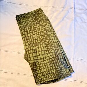 Fabletics Olive Green Croc-Print Athletic Bike Shorts